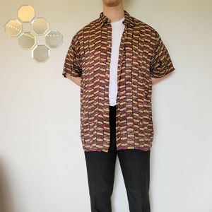 100% silk color blocked shirt